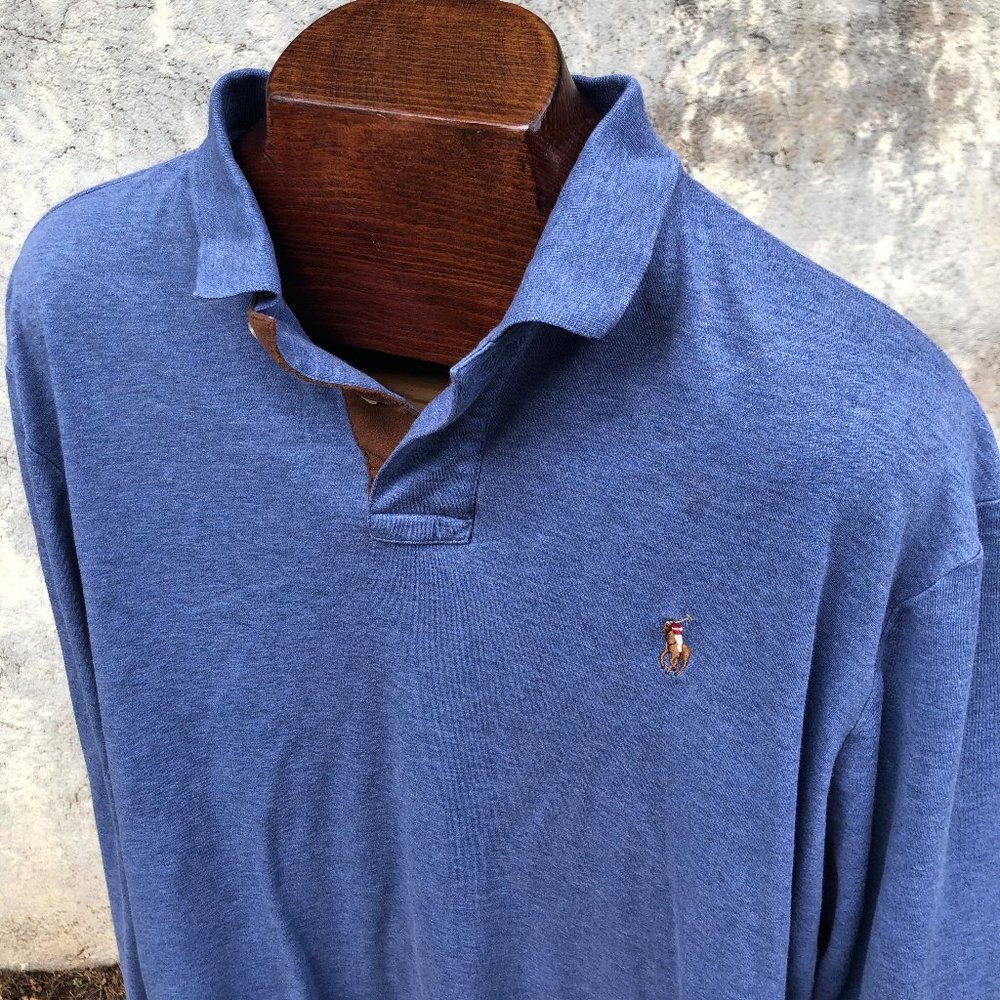 Polo Ralph Lauren Blue L/S Pima Polo Shirt Z M